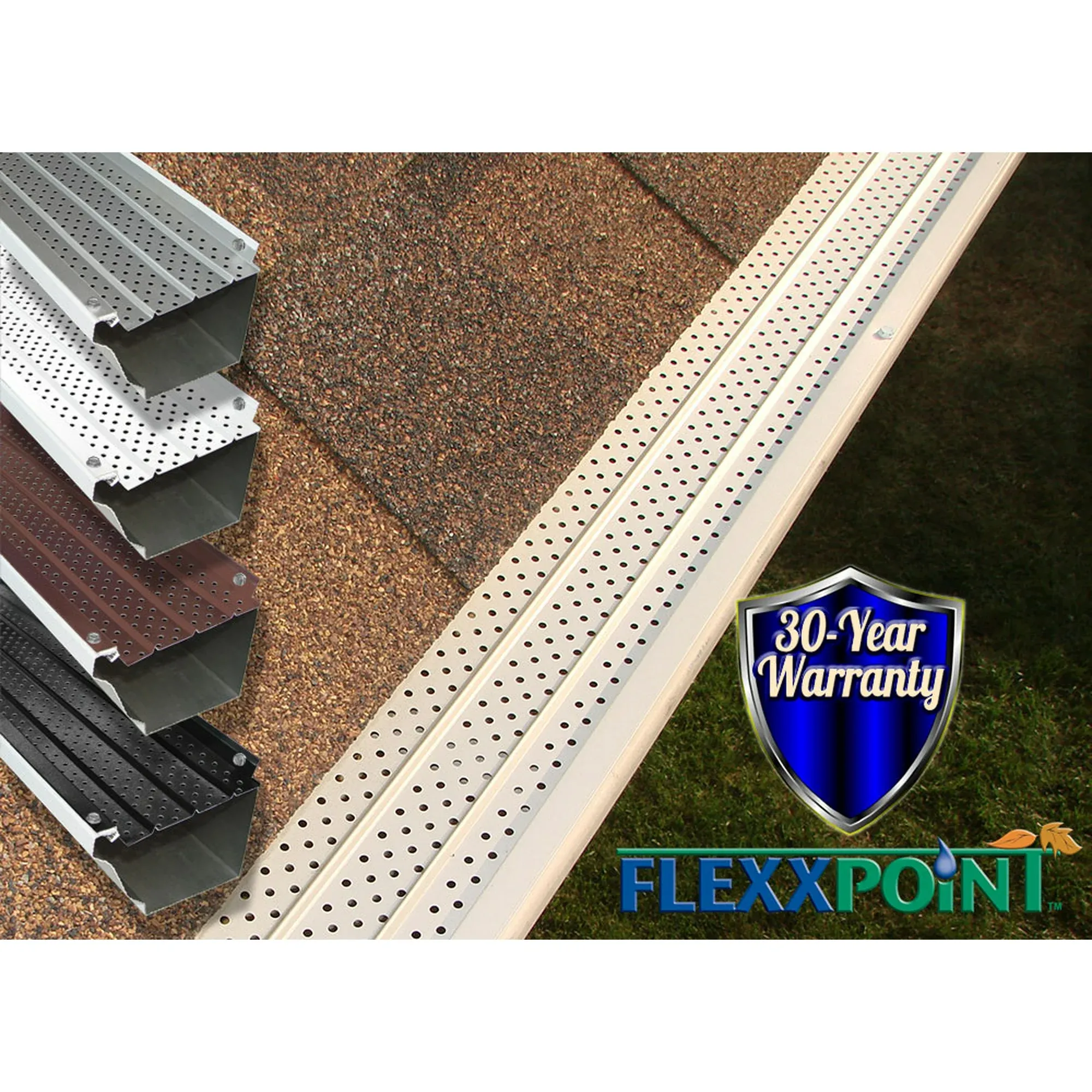 FlexxPoint 30 Year Gutter Cover System, Black Commercial 6" Gutter Guards, 102'