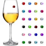 24 Pieces Wine Glass Charms Crystal Magnetic Drink Markers for Wine Glass Champa