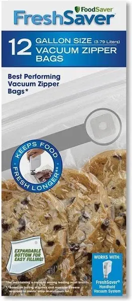 FoodSaver 1-Gallon Vacuum Zipper Bags, 12 Count, Multi