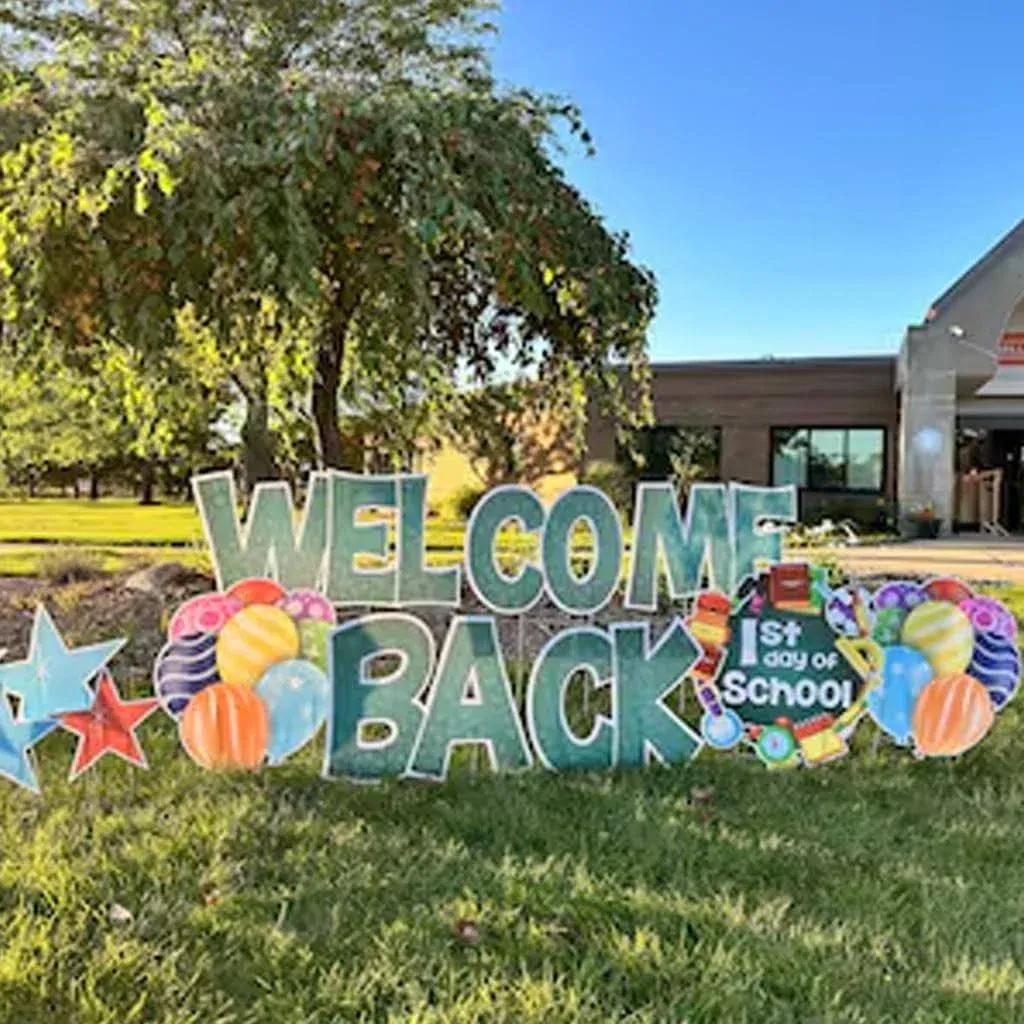 Welcome Back First Day of School Lawn Decorations Set, Back to School Yard Decor- 12 PC Set (19443)