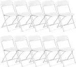 VINGLI 10 Pack White Plastic Folding Chair, Indoor Outdoor Portable Stackable Commercial Seat with Steel Frame 350lb.