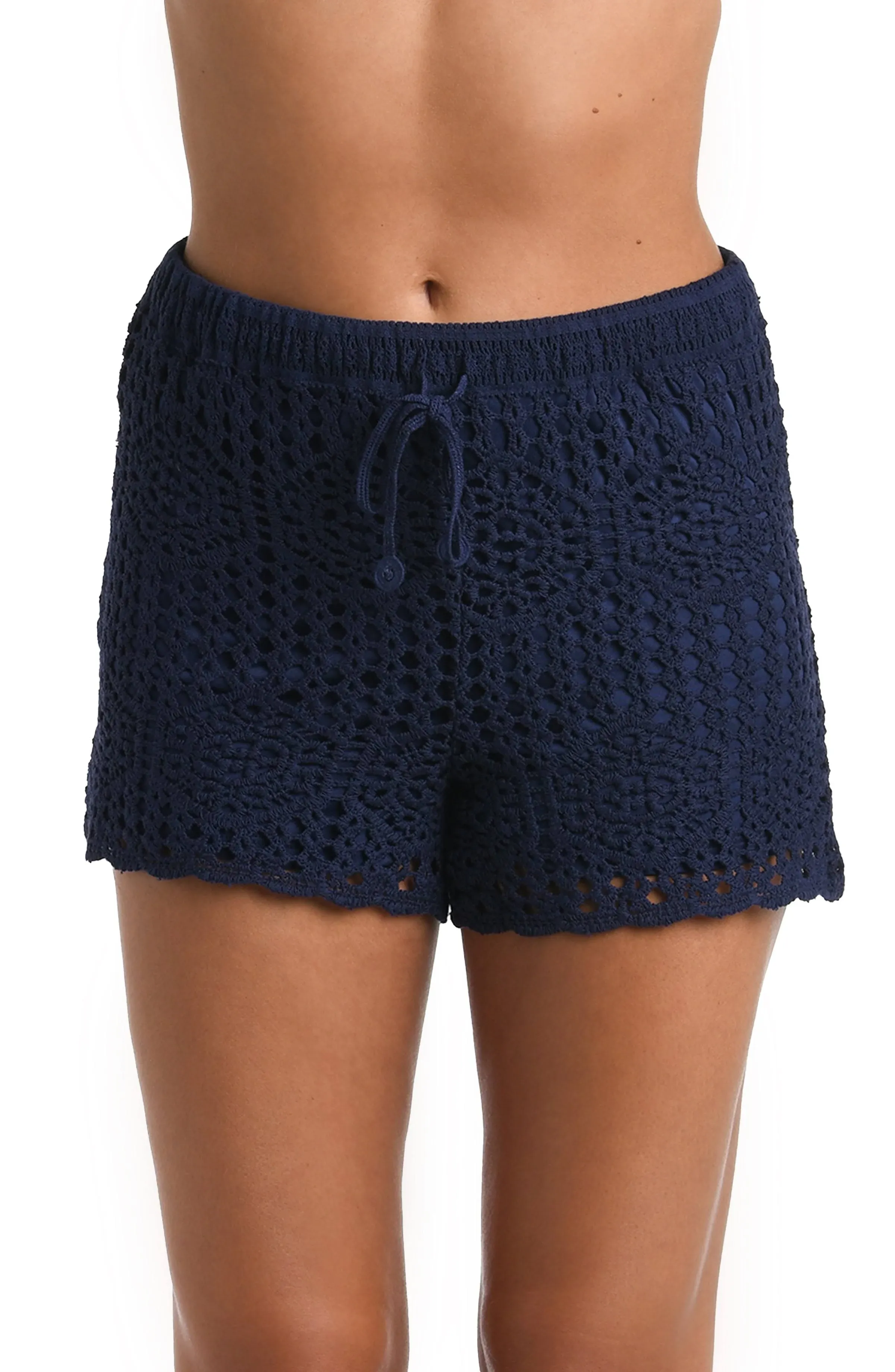 La Blanca Waverly Covers Crochet Beach Shorts - Indigo XL / Solid