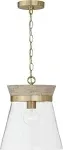 Capital Lighting 347311WS Finn 12" Wide Wood Pendant - White Wash / Matte Brass