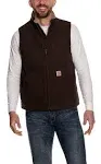 Carhartt Men's Medium Dark Brown Washed Duck Sherpa Lined Mock Neck Vest