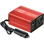 150W DC 12V to AC 110V Outlet Vehicle Power Inverter Transformer Dual USB Port Car Adapter Converter Travel Inverters, Red