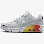 Nike Big Kids' Air Max 90 Casual Shoes in White/Pure Platinum Size 4.5 | Leather