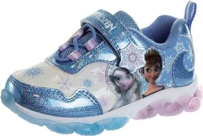 Disney Girls' Frozen Sneakers - Laceless Light-Up Running Shoes (Toddler/Little Girl)