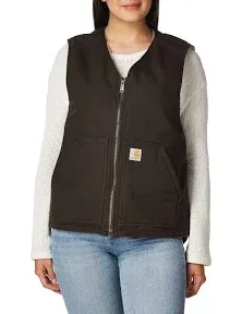 Carhartt Men&#039;s Vest X-Large Sherpa-Lined Center-Front Zipper Cotton Dark Brown