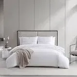 Vera Wang Zig Zag 3-Piece White and Beige Cotton King Duvet Cover Set