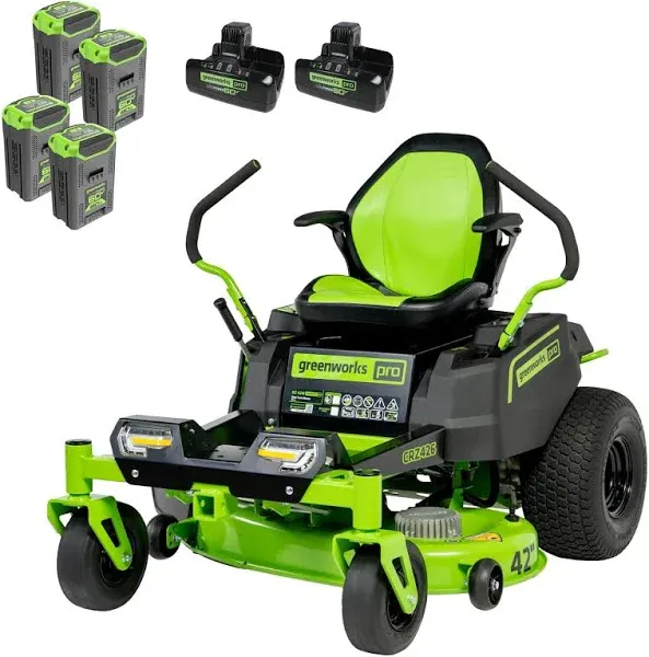 Greenworks 60V 42” Cordless Electric CrossoverT Riding Mower, (4) 8.0A