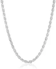 Amazon Essentials Sterling Silver Diamond Cut Rope Chain Necklace