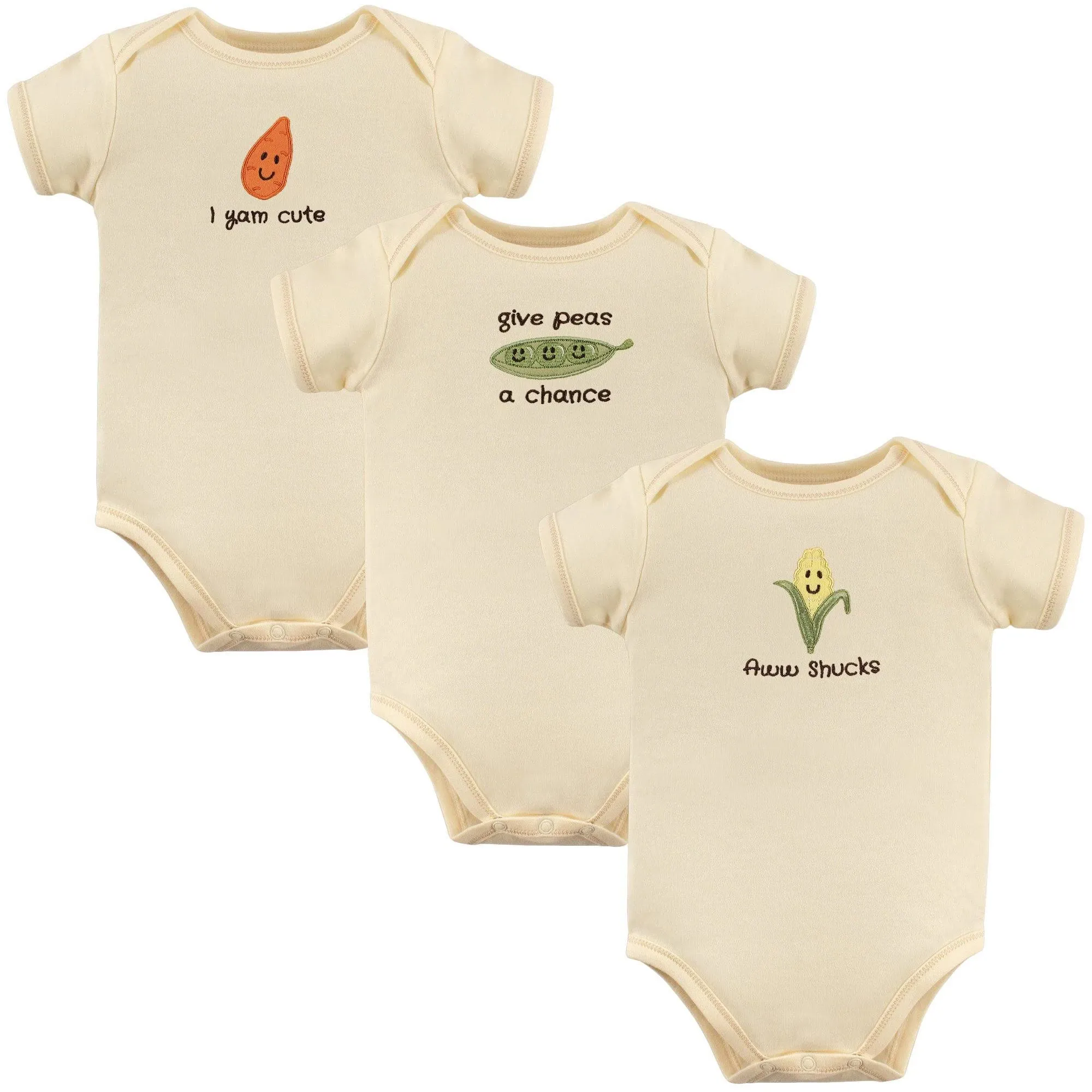 Touched by Nature Organic Cotton Bodysuits Corn 3-Pack / 12-18 Months