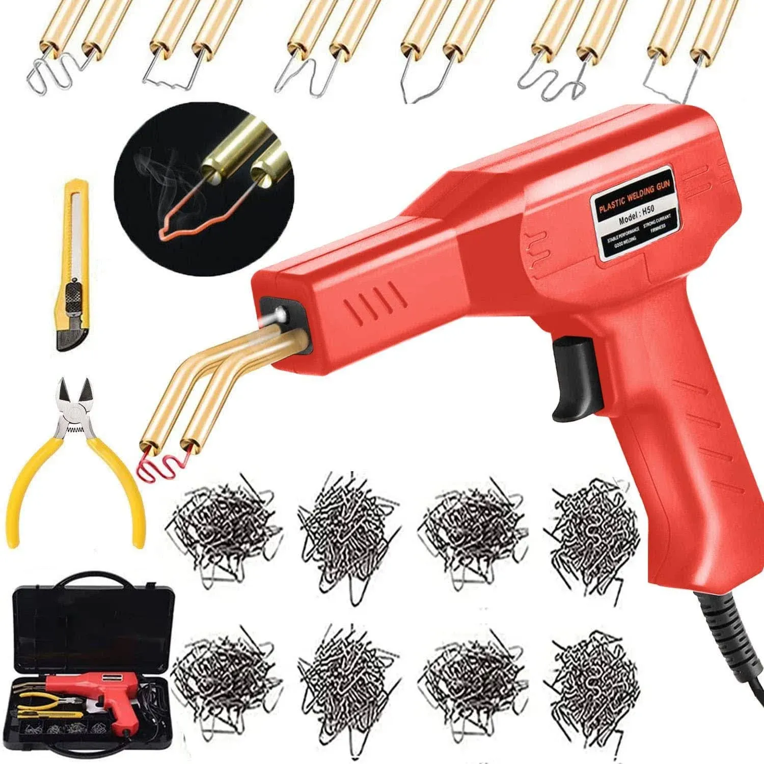 Plastic Welding Machine Car Bumper Repair Kit Includes 6 Types of 800 Staples