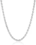 Giani Bernini Sterling Silver Necklace, 20" Diamond Cut Rope Chain - Silver