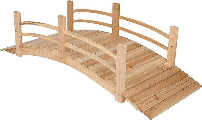 Shine Company Cedar Wood Garden Bridge with Side Rails