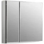 Kohler Aluminum Two Door Medicine Cabinet with Mirrored Door, 30 x 26"