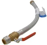 18 In. Push-Fit Water Heater Connector, Braided Stainless Steel, 3/4 x 3/4 In. FIP