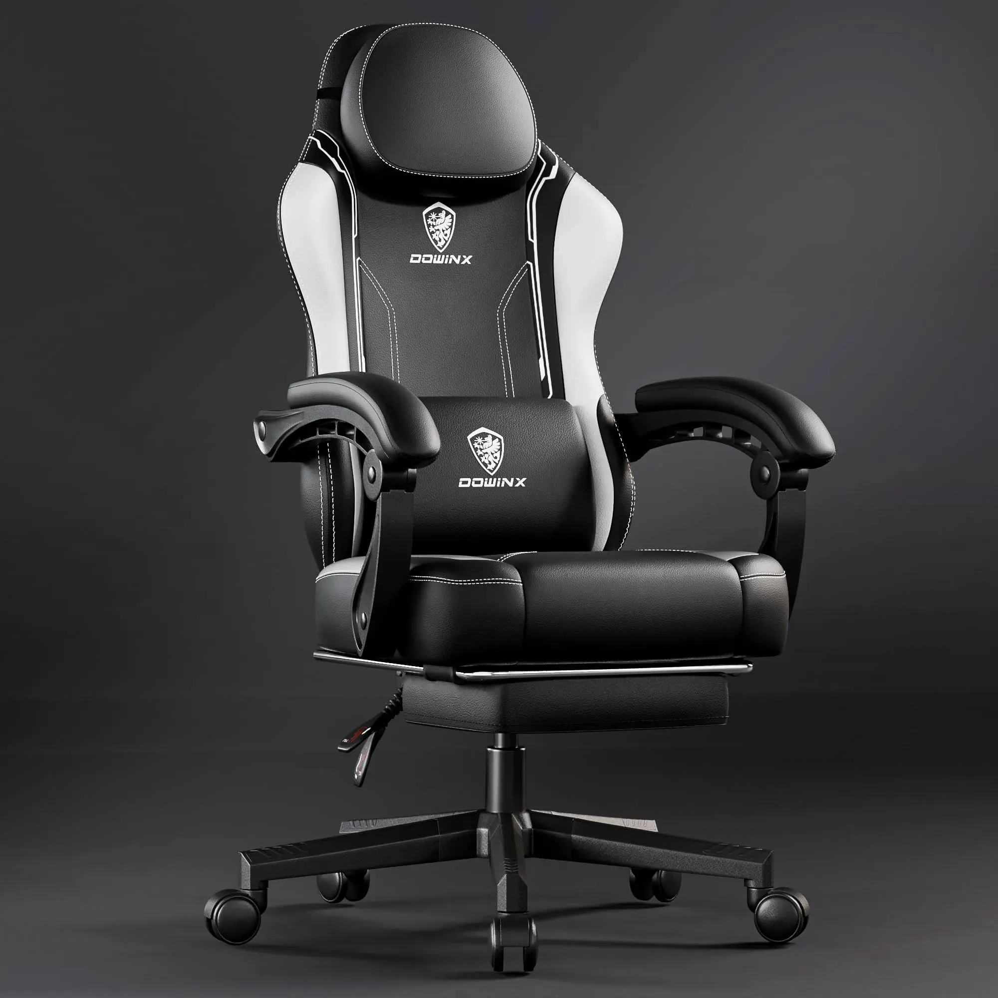 Dowinx Gaming Chair with Pocket Spring Cushion, Ergonomic Computer Chair with Footrest and Lumbar Support for Office or Gaming