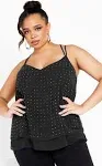 City Chic Plus Size Strappy Nail Top, Black