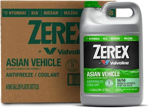 ZEREX Antifreeze Coolant 1 Gal, Pre-Diluted 50/50, IAT, Ethylene Glycol, Green