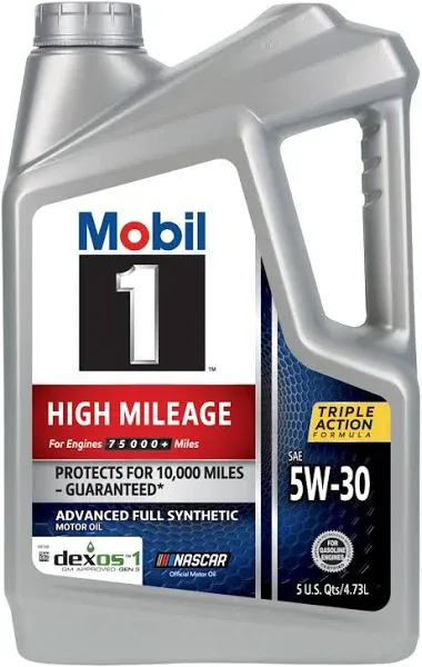 Mobil 1 5W-30 High Mileage Full Synthetic Motor Oil