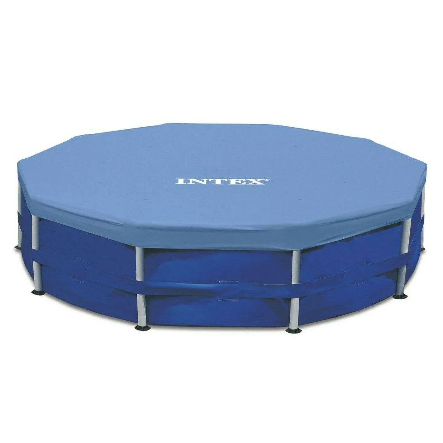 Intex Round Metal Frame Pool Cover, Blue, 15 ft