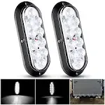 Nilight 6" Oval White LED Trailer Tail Lights Surface Mount 2pcs 10 LED Waterproof Reverse Back Up Trailer Lights for Truck RV Boat Bus Lorry Camper