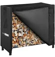 VIVOHOME 8ft Heavy Duty Indoor Outdoor Firewood Storage Log Rack Cover Combo Set