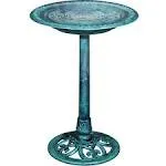 28 Vintage Bronze Outdoor Bird Bath Polyresin Lightweight, Antique Garden