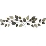 Deco 79 Metal Leaf Home Wall Decor Long Textured Wall Sculpture with Multiple Shades, Wall Art 50" x 2" x 15", Bronze