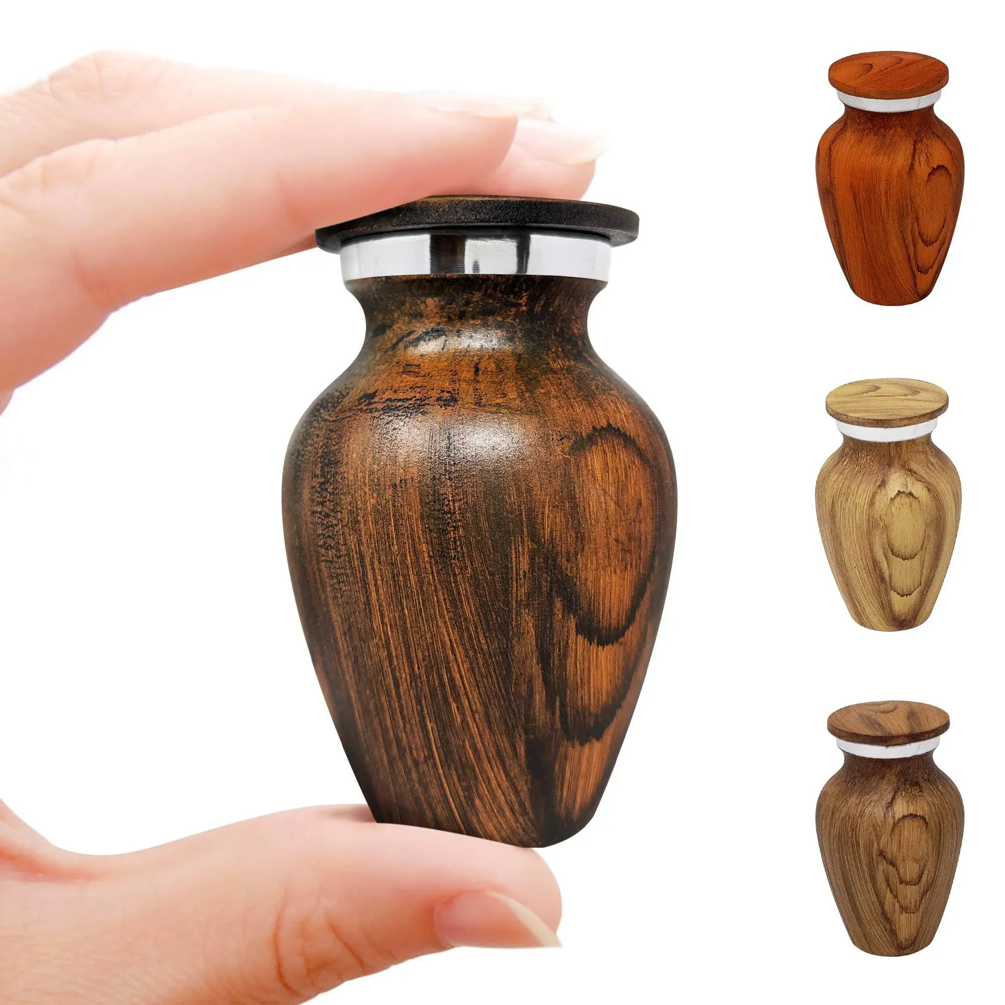 Small Wood Grain Keepsake Urn for Human Ashes - Mini Memorial Cremation Urn - Elegant Little Urns for Ashes - Keepsake Urns for Human Ashes - Perfect Tribute for Loved Ones - Male Female Man or Woman