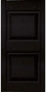 Builders Edge 15 in. Vinyl Raised Panel Shutters in Black - Set of 2 (14.75 in. W x 1 in. D x 46.75 in. H (9.06 lbs.))