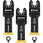 EZARC Titanium Oscillating Saw Blades Extra-Long Oscillating Multitool Blades For Metal Wood Nails Screws Cutting Plastic 3 Pack