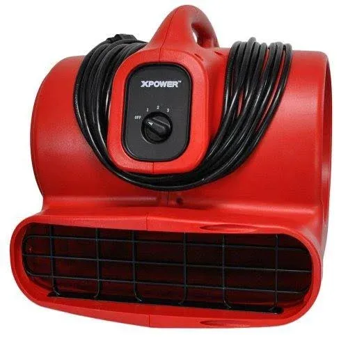 XPOWER X-600A 1/3 HP 2400 CFM 3 Speed Air Mover with GFCI Outlets for Daisy Chain ...