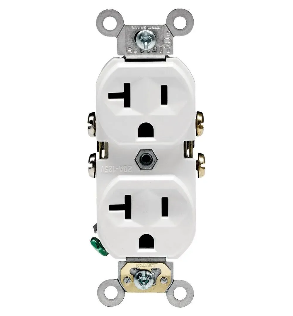 Leviton - CBR20-WMP - 20 Amps 125 Volt Duplex White Outlet 5-20R - 10/Pack