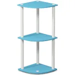 Furinno Turn-N-Tube 3-Tier Reversible Corner Display Rack Multipurpose Shelving Unit, Light Blue/White