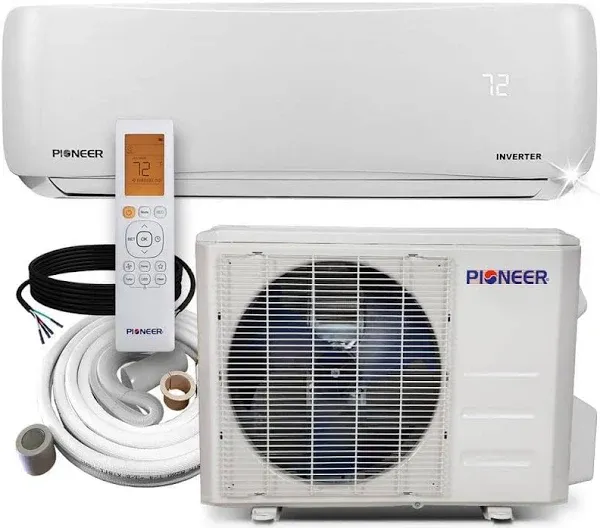 Pioneer 12,000 BTU SEER2 Ductless Mini-Split Inverter++ Energy-Star Air Conditioner Heat Pump System Full Set 115V