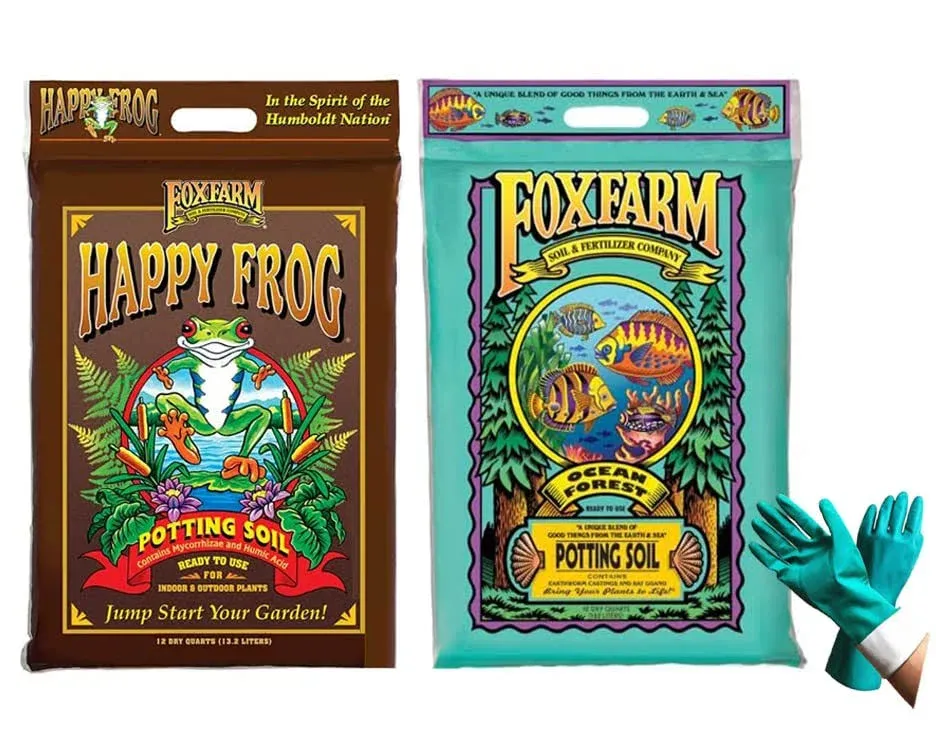 Fox Farm Ocean Forest and Happy Frog Potting Soil Organic Natural Soil Mix for Indoor and Outdoor Plants - Organic Plant Fertilizer - (12 Quart). -