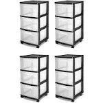 Sterilite 3 Drawer Cart, White