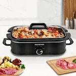 Magnifique 4-Quart Casserole Manual Slow Cooker with Keep Warm Setting,Black