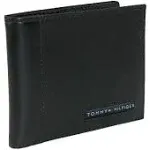 Tommy Hilfiger Mens Leather Cambridge Passcase Wallet with Removable Card Holder, Black