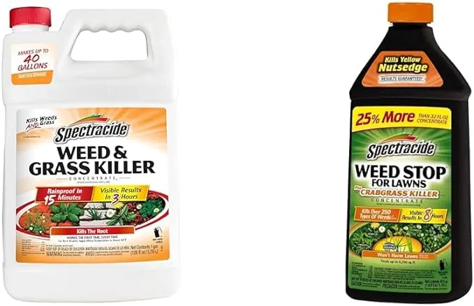 Spectracide Weed & Grass Killer Concentrate 1 Gallon and Weed Stop for Lawns Plus Crabgrass Killer Concentrate