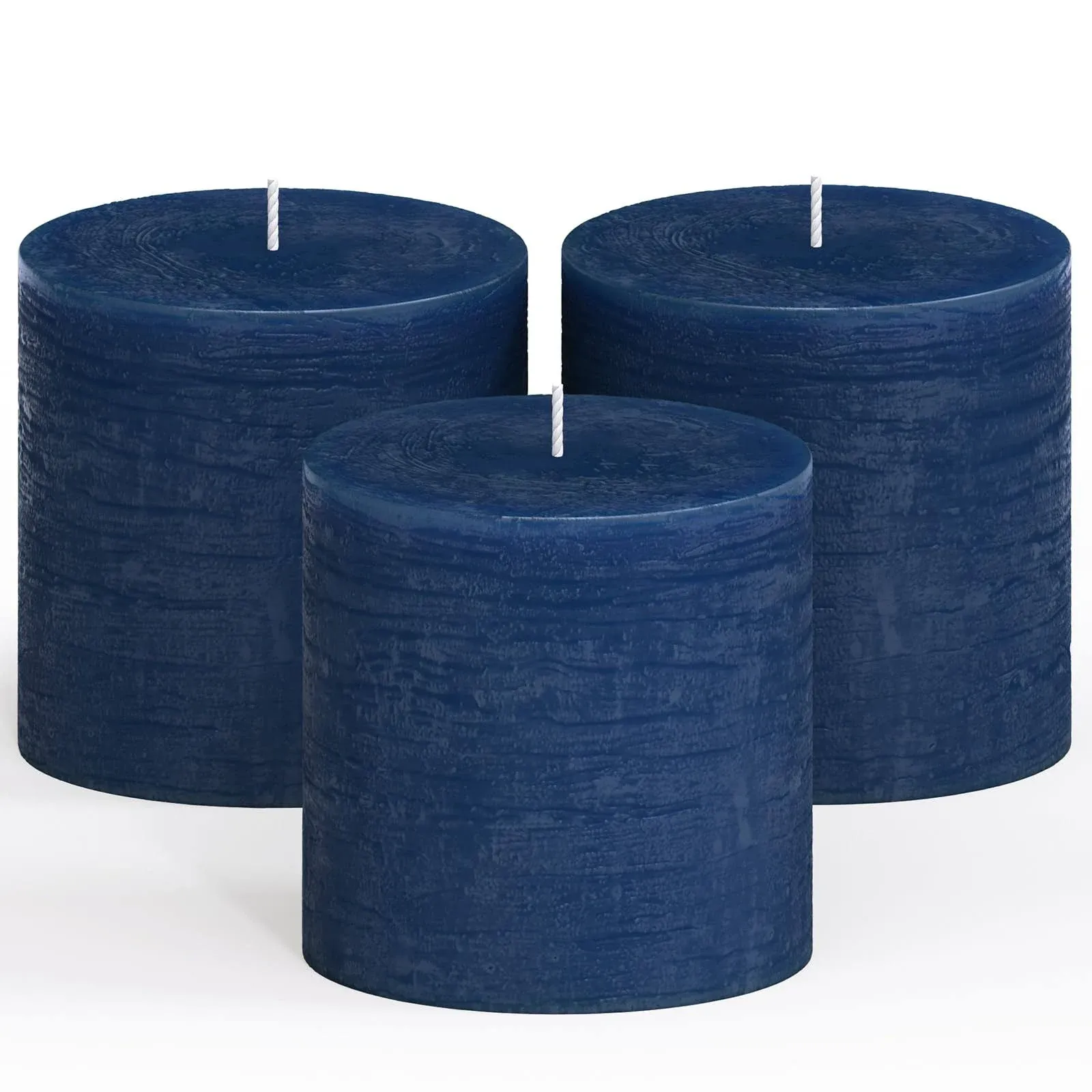 CANDWAX 3x3 Pillar Candle Set of 3 - Decorative Rustic Candles Unscented and No Drip Candles - Ideal As Christmas Candles or Large Candles for Home