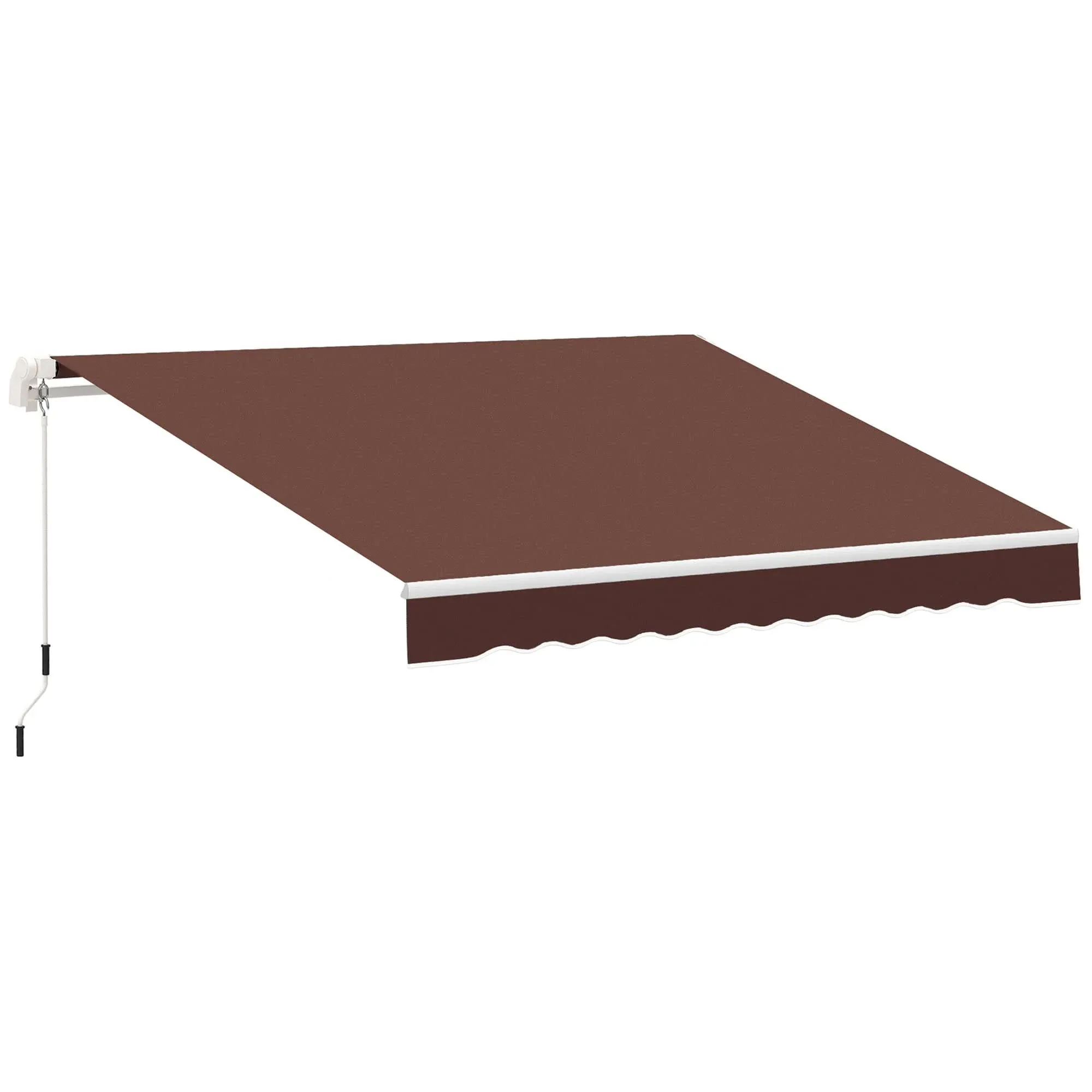 12&#039; x 8&#039; Patio Awning Manual Retractable Sunshade w/ Crank Handle, Brown