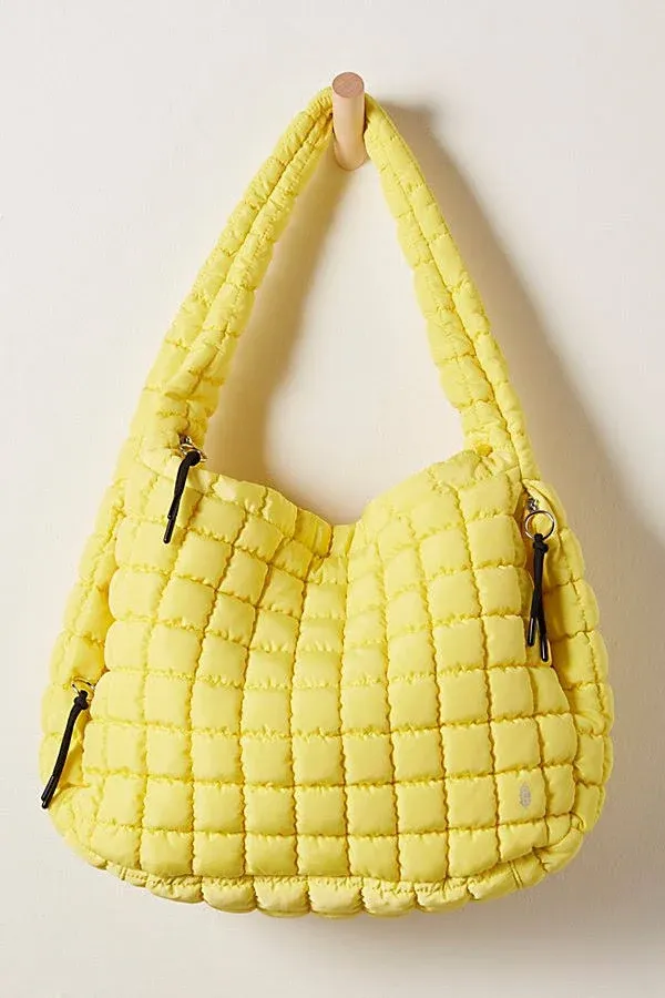 Free People Quilted Carryall Tote Bag Lemon Zest Yellow  💛  BRAND NEW WITH TAGS