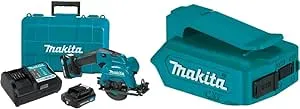 Makita SH02R1 12V max CXT Lithium-Ion Cordless 3-3/8" Circular Saw Kit (2.0Ah) with ADP06 12V max CXT Lithium-Ion Cordless Power Source