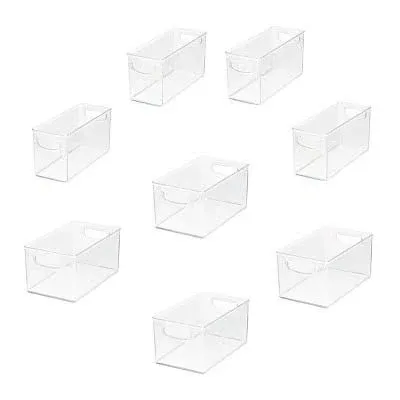 iDesign 8pc Small Recycled Plastic Stackable Kitchen Organizer Bin