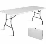 Costway 6' Folding Table Portable Plastic Indoor Outdoor Picnic Party Dining Camp Tables White