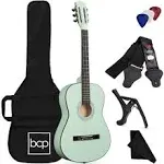 Best Choice Products 38in Beginner Acoustic Guitar Starter Kit w/ Gig Bag, Strap, Strings- Socal Green