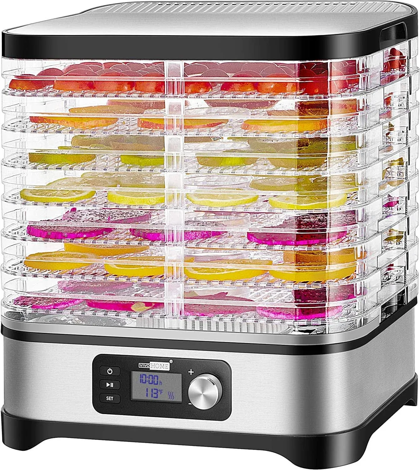 VIVOHOME 400W 8 Trays Food Dehydrator Machine with Digital Timer and Temperature Control, BPA Free, Silver